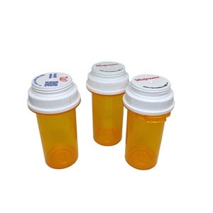 3 Empty Walgreens Plastic PM-10 Pill Bottles Different Sz Amber  Hobby & Crafts